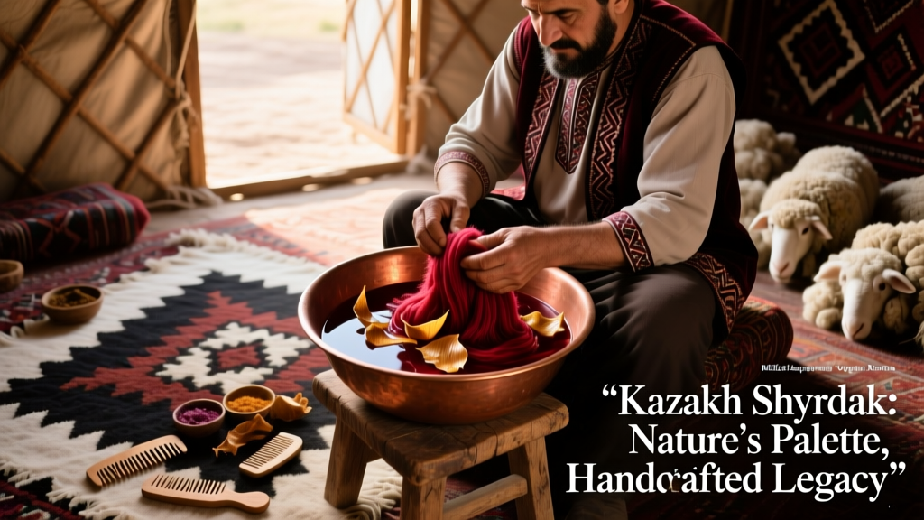 Kazakh Shyrdak Felt Making And Wool Dyeing With Onion Skins