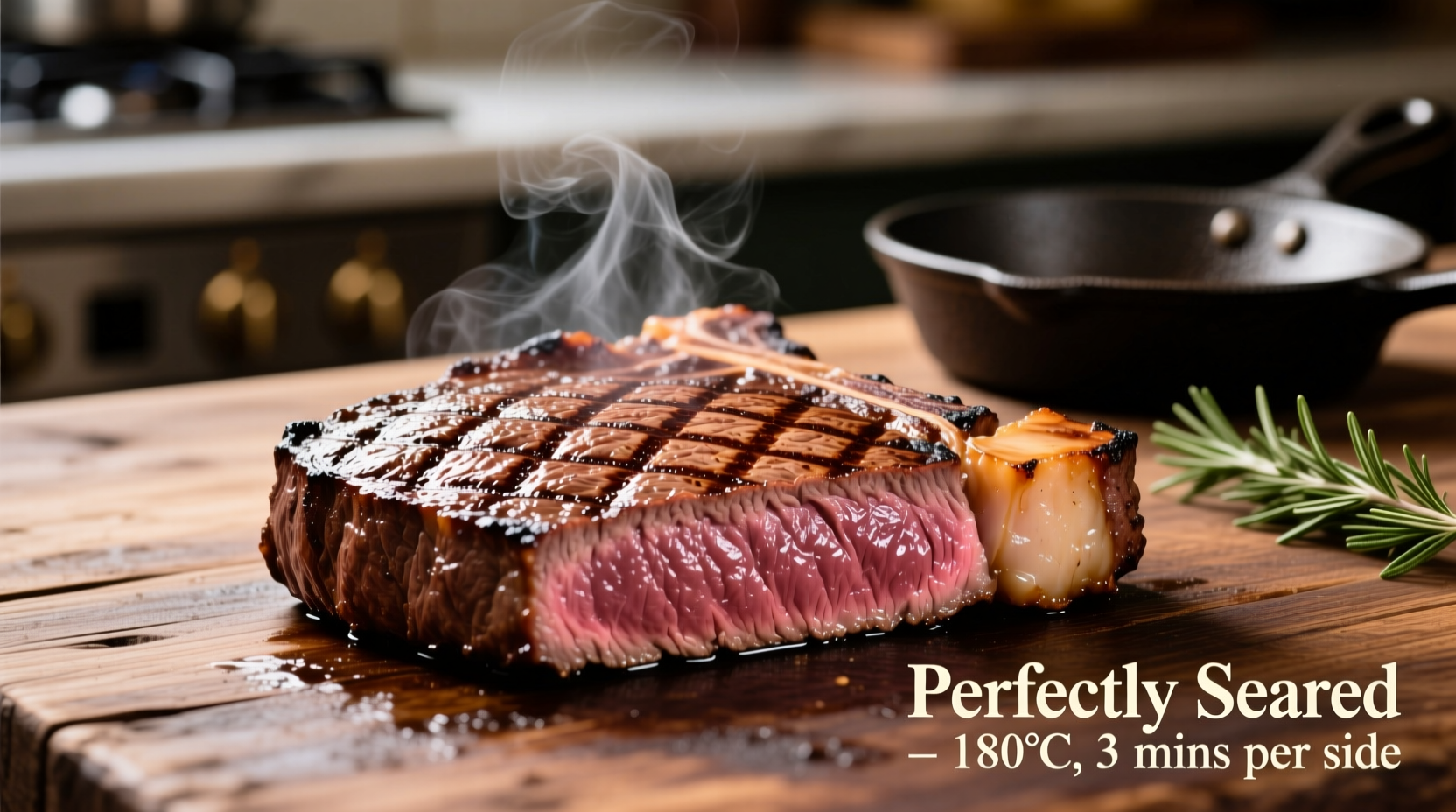 Perfectly seared sirloin steak with cross-hatch marks