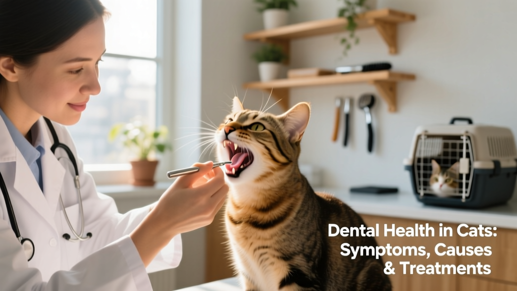 Veterinarian gently examining a cat's mouth during a routine dental checkup