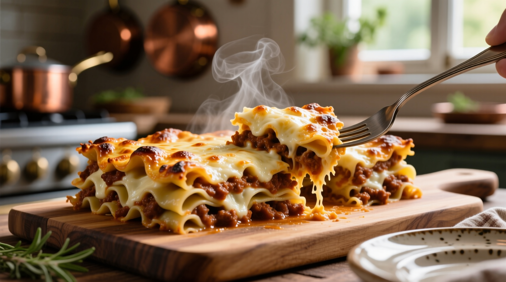 Perfectly baked lasagna with golden cheese crust