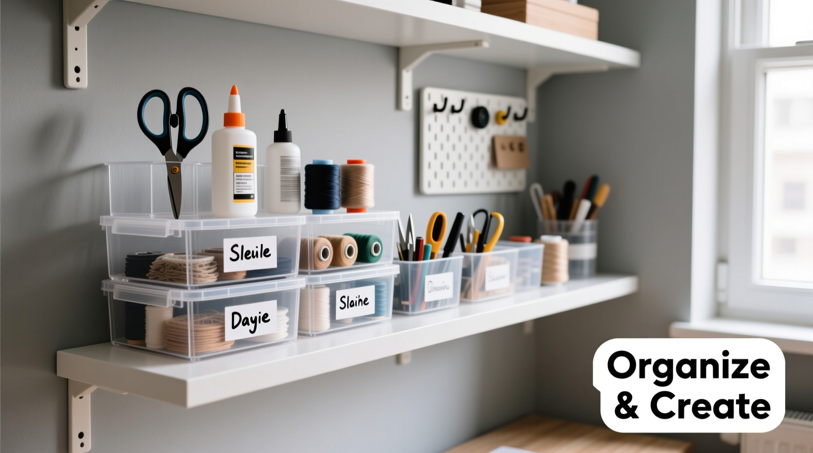 how to organize craft supplies in a small space using clear containers