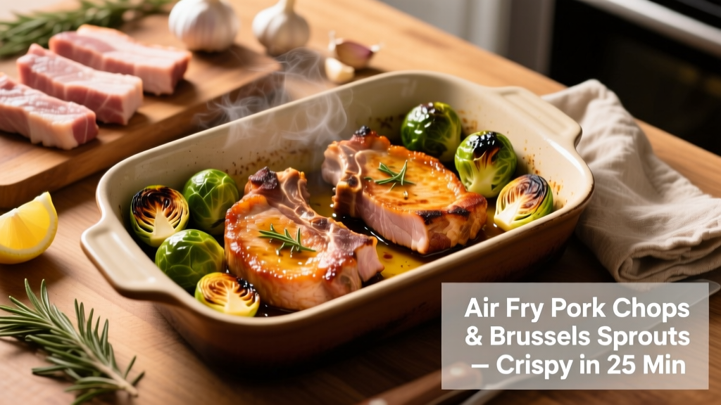 Crispy Air Fry Pork Chops & Brussels Sprouts in 25 Min