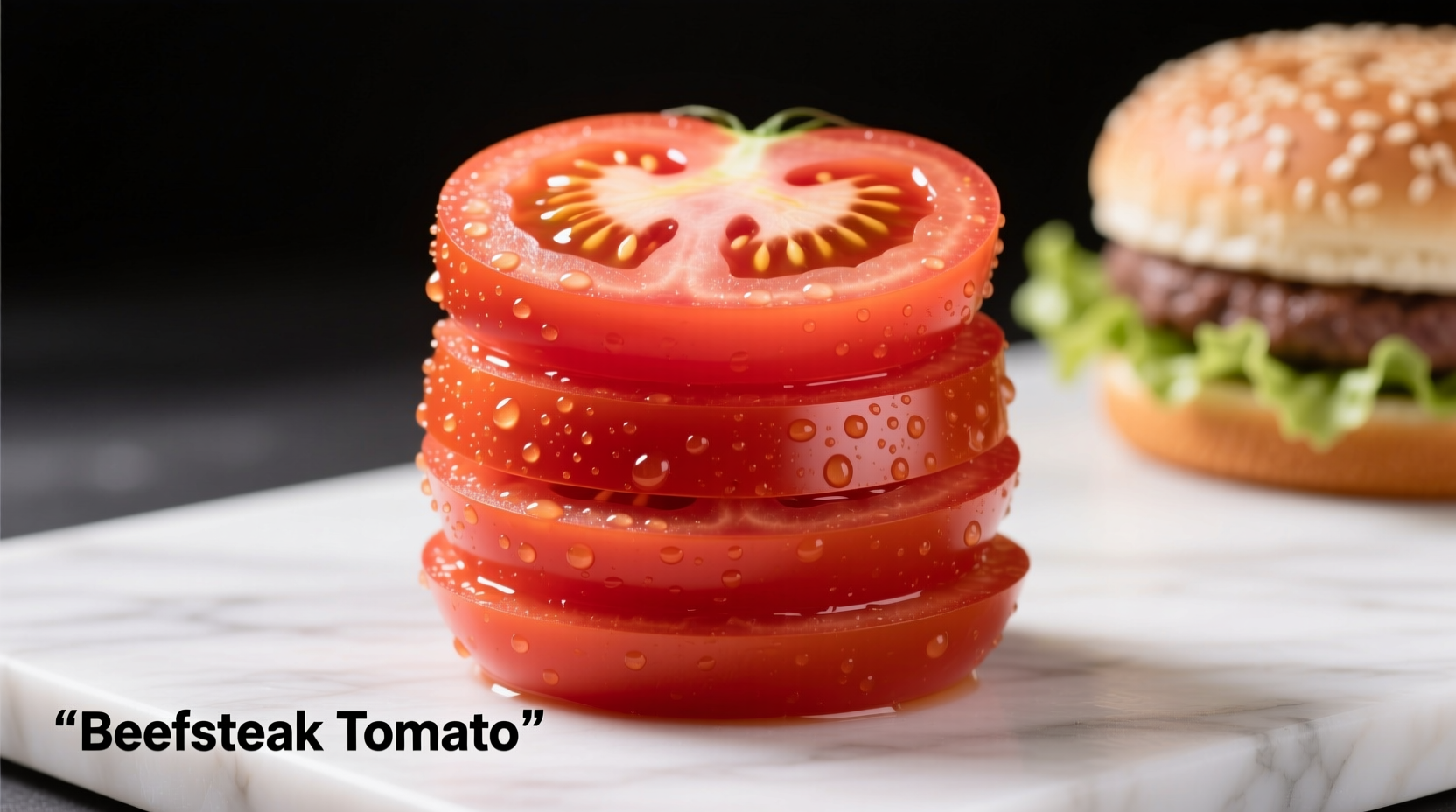 Perfectly sliced beefsteak tomatoes for burger assembly
