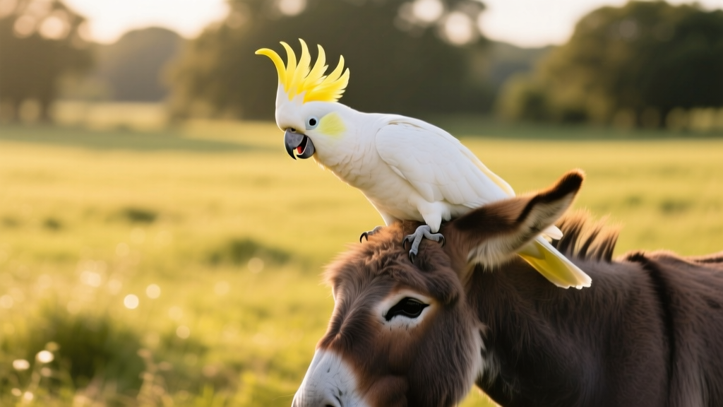 Cockatoo’s Cute Words While Interacting with Donkey Friend Are the Best
