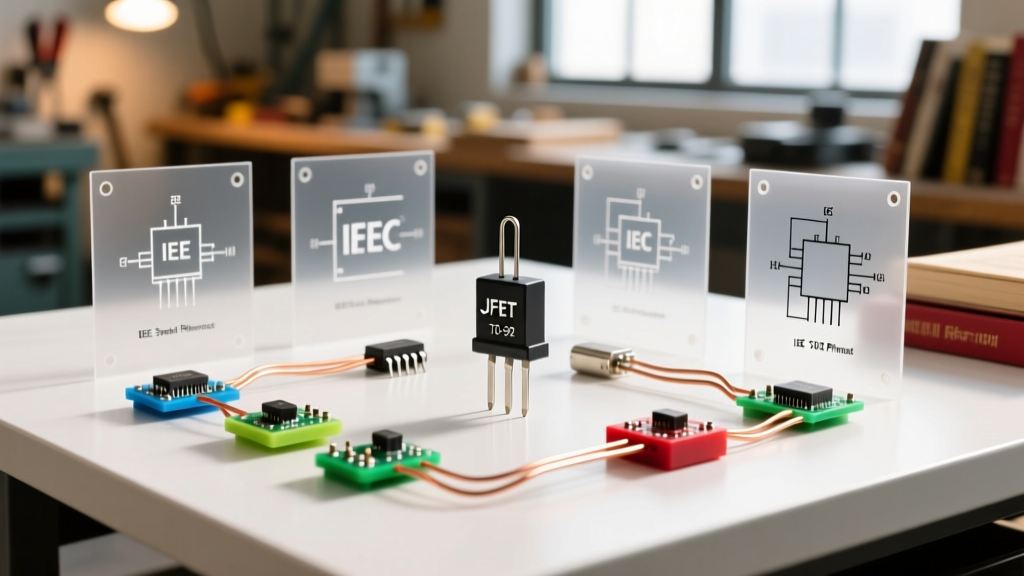 JFET Symbol Reference: IEEE vs IEC Schematics and TO-92 Pinouts