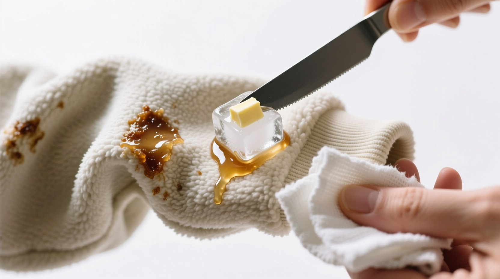 how to remove dried gum from fleece hoodies