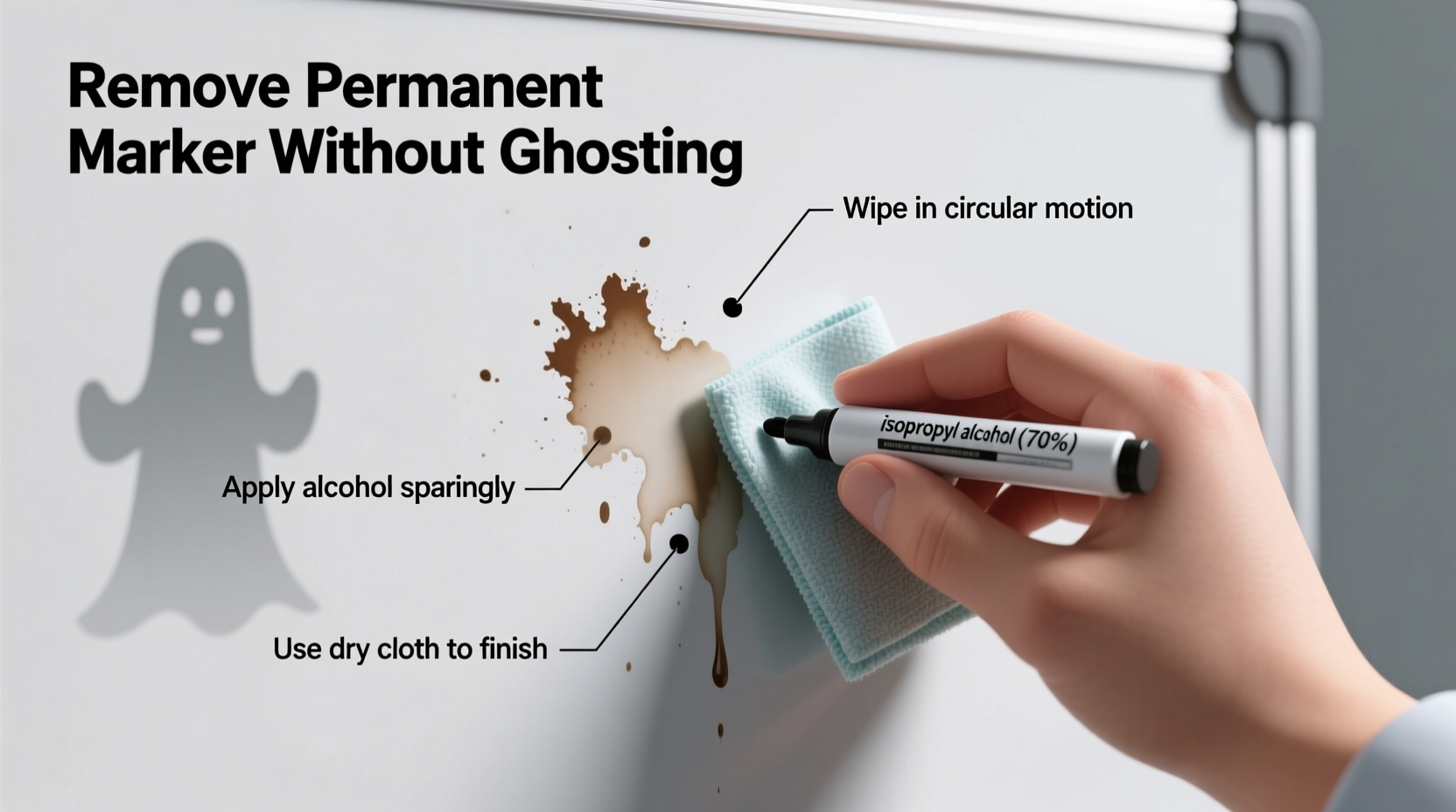 how to safely remove permanent marker from a whiteboard without ghosting