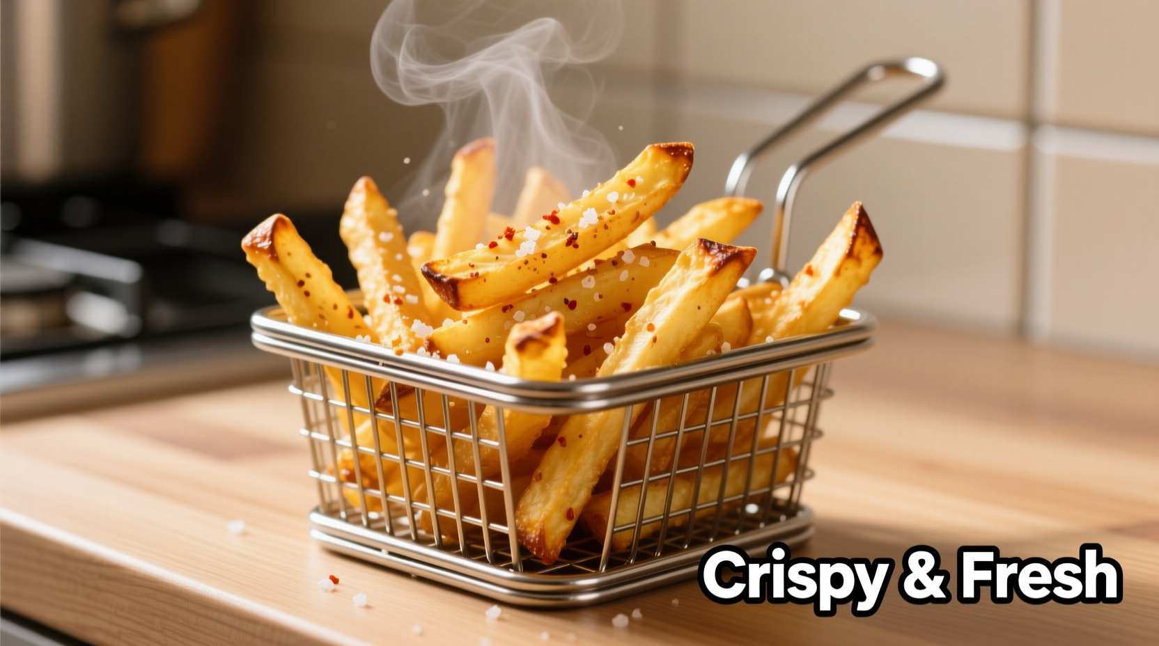 Golden crispy air fryer french fries in basket