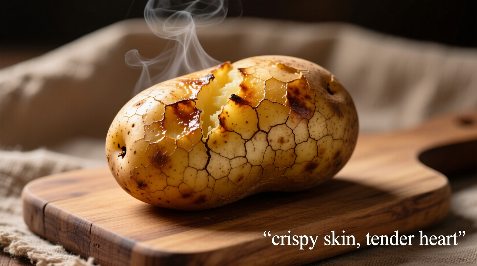 Perfectly baked russet potato with crispy skin