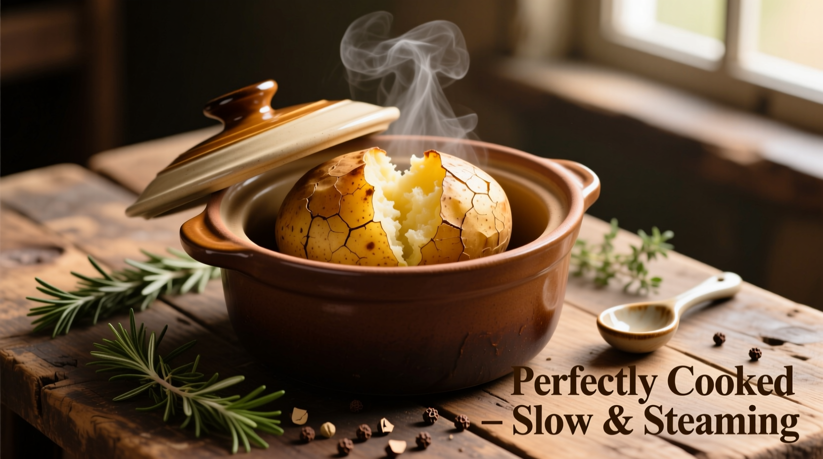 Perfectly cooked baked potatoes in crock pot