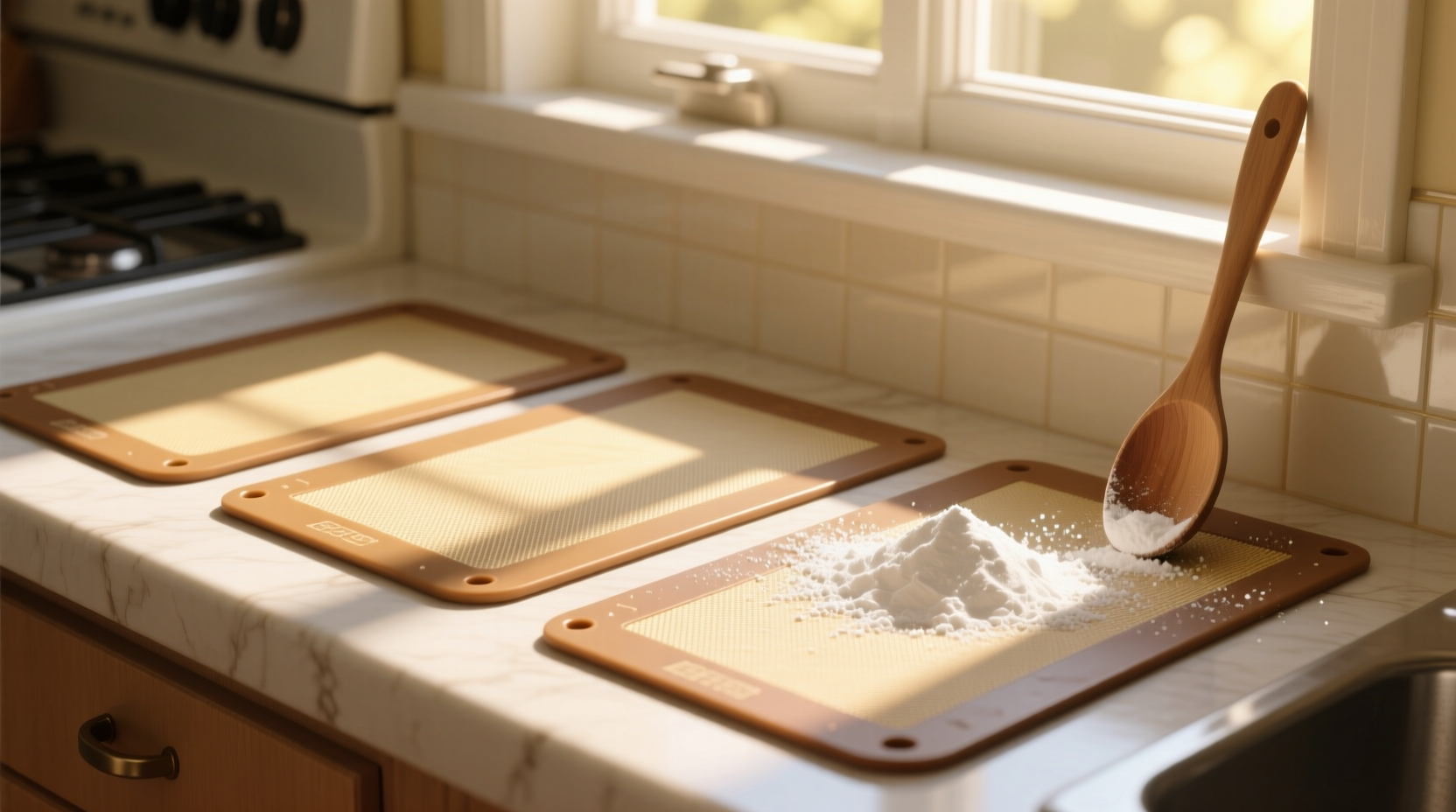 eco friendly cleaning deep clean silicone mat with baking soda sunlight