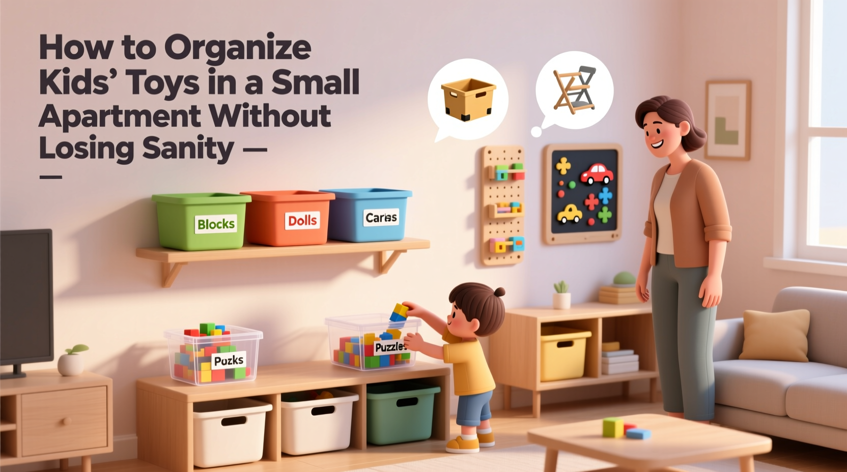 how to organize kids toys in a small apartment without losing sanity
