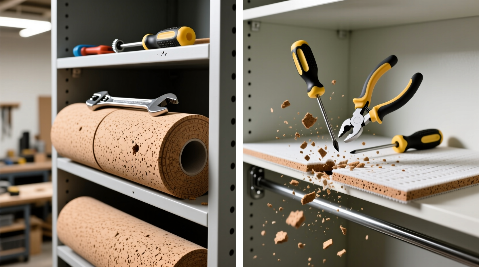 closet shelf liner vs cork roll which absorbs drops better