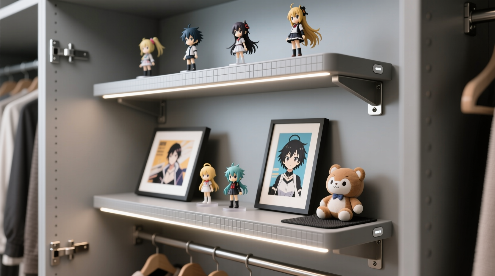 anime merch display shelves without wall damage