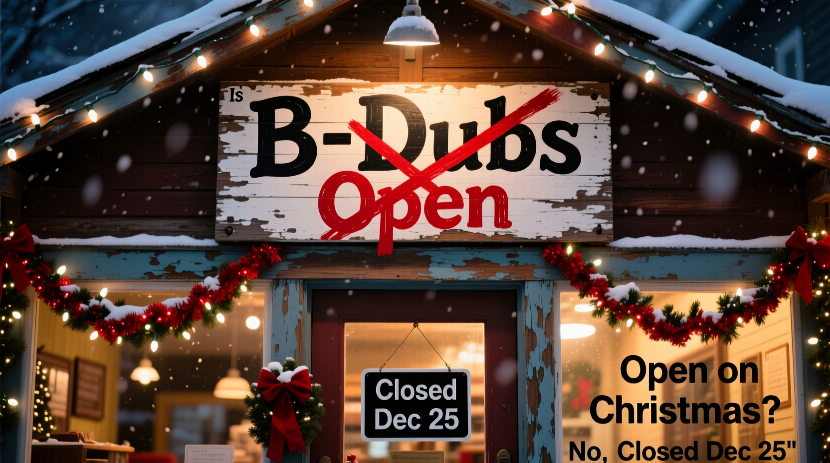 is bdubs open on christmas