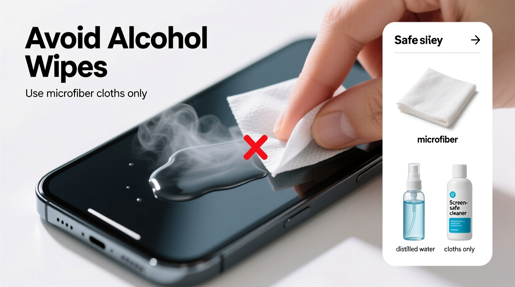 is it safe to use alcohol wipes on touchscreens what to avoid