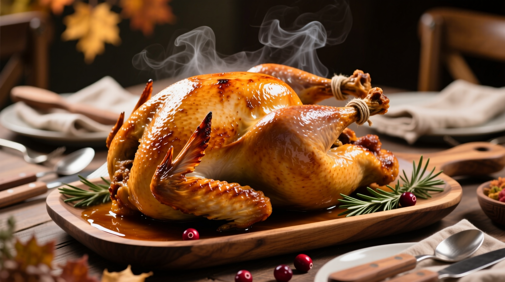 Perfectly roasted 15 pound turkey on serving platter