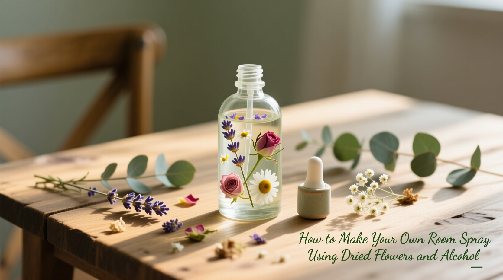 how to make your own room spray using dried flowers and alcohol