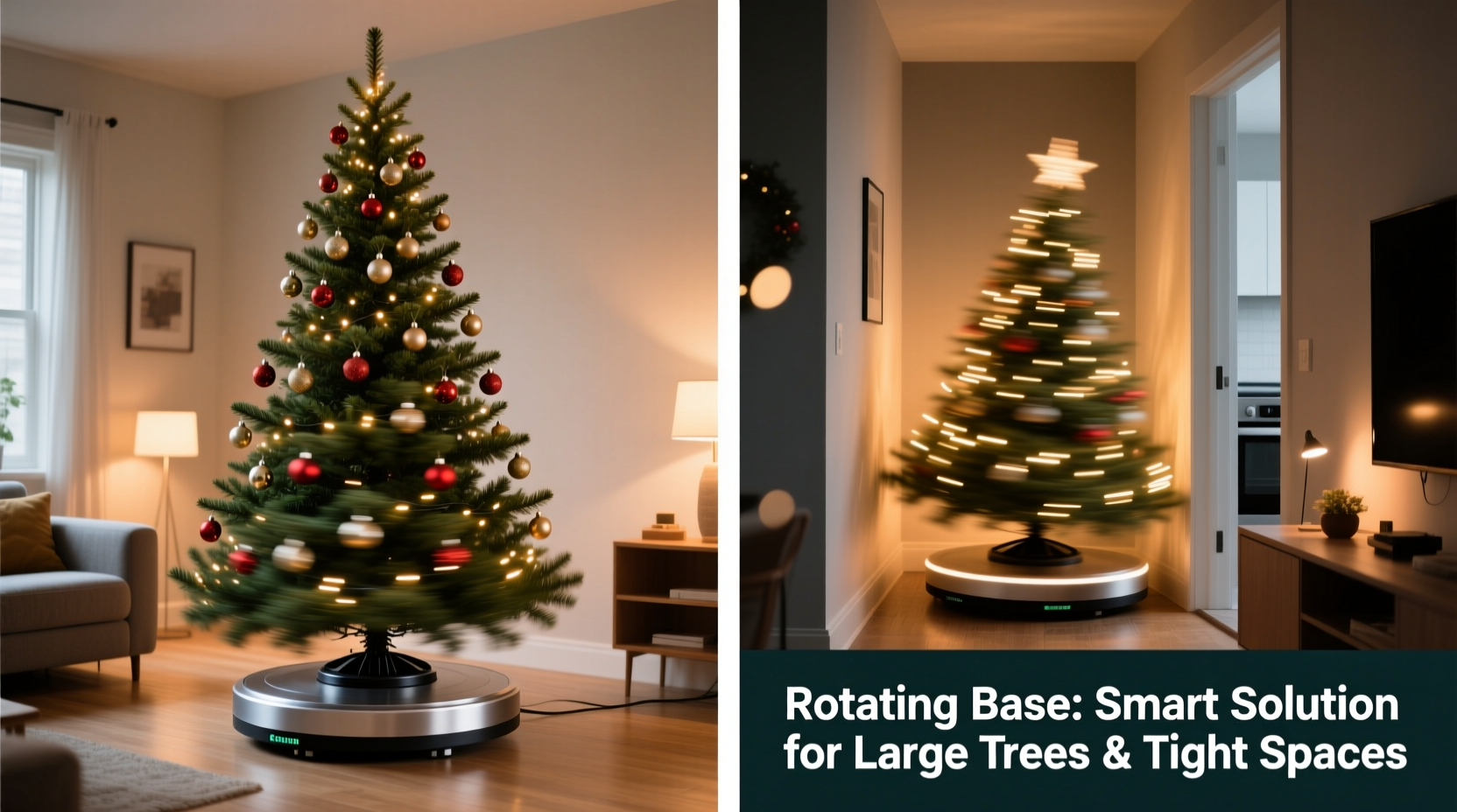 is a rotating christmas tree base worth it for large trees and tight spaces