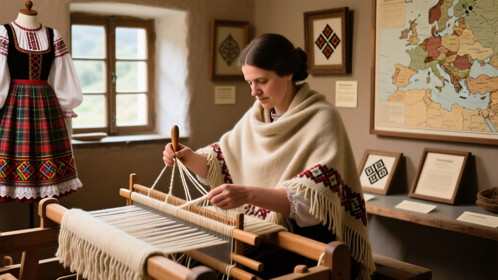 Portuguese Minho Woolen Shawl Weaving And Fringe Knotting Methods
