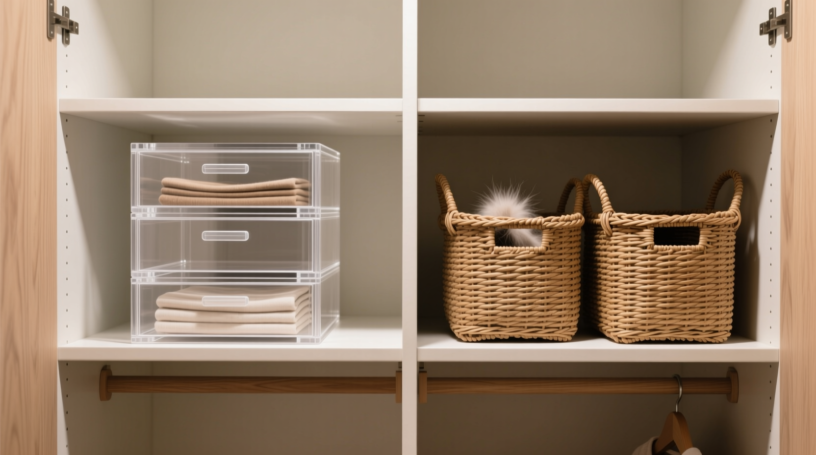 closet organization tips acrylic vs seagrass for pet hair