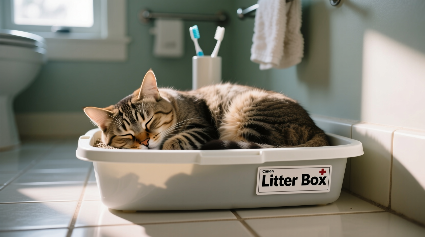 why does my cat sleep in the litter box and when to see a vet