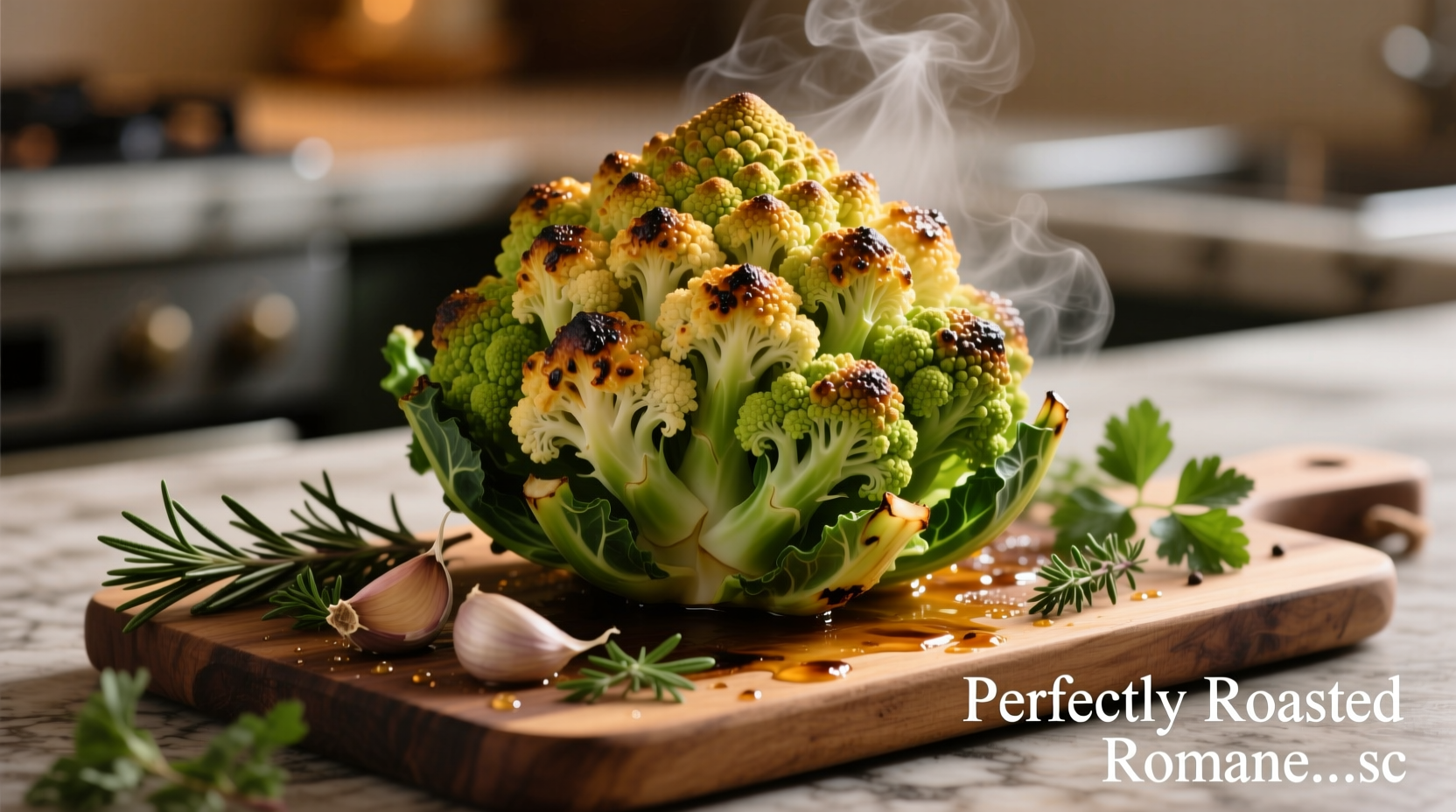 Perfectly roasted romanesco with garlic and herbs