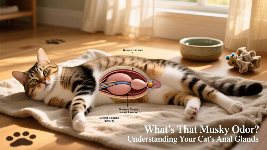 Anatomical diagram showing location of anal glands in cats
