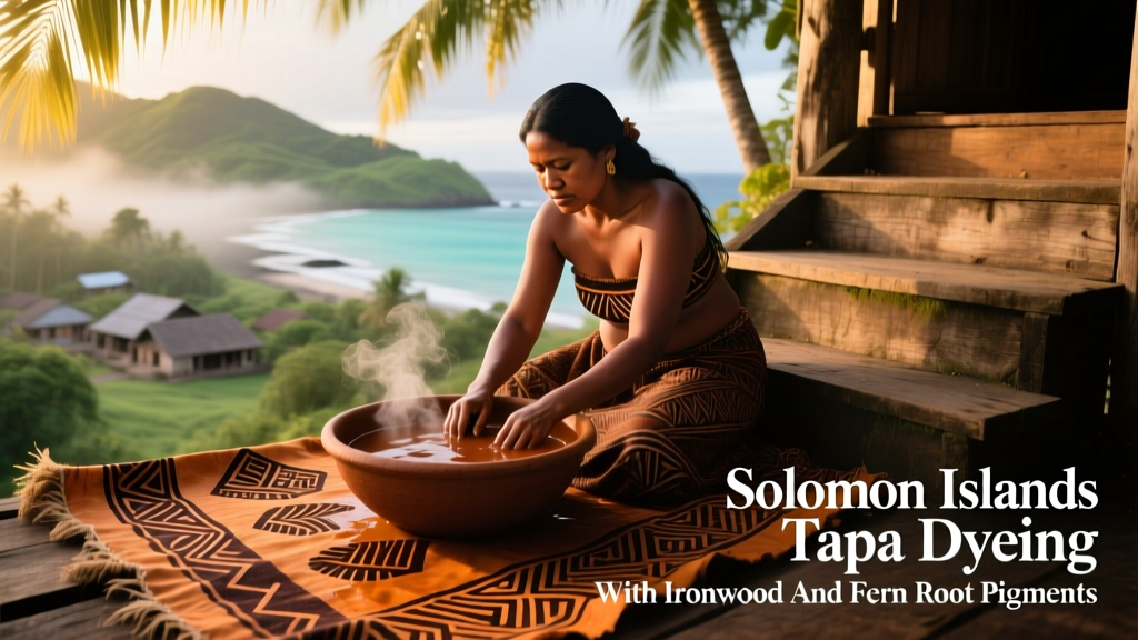 Solomon Islands Tapa Dyeing With Ironwood And Fern Root Pigments