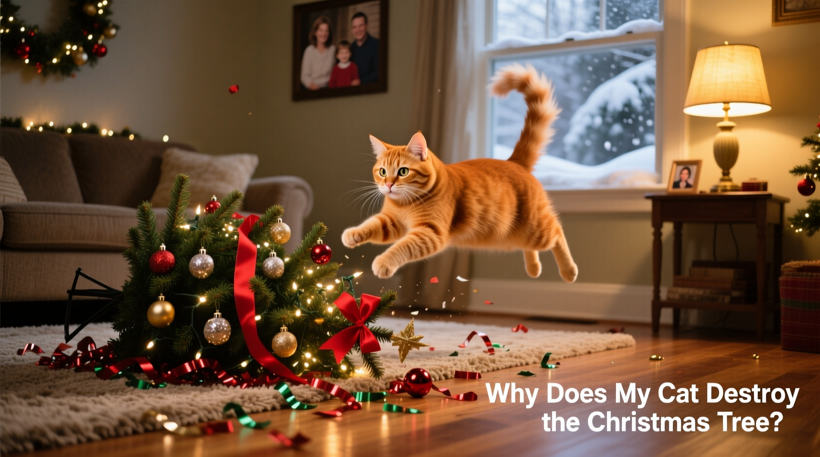 why does my cat destroy the christmas tree every year and how to stop it
