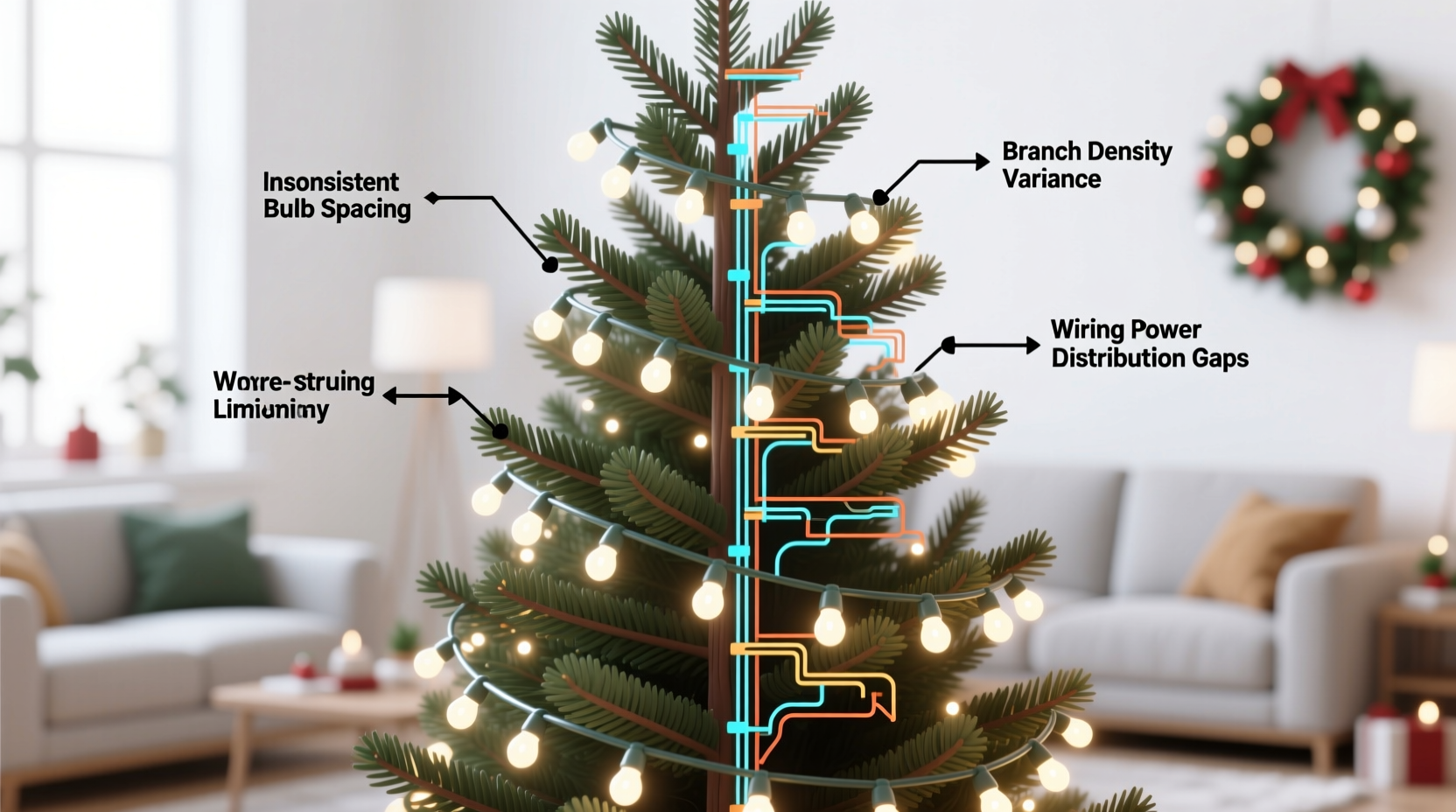 why do pre strung trees sometimes have uneven light distribution