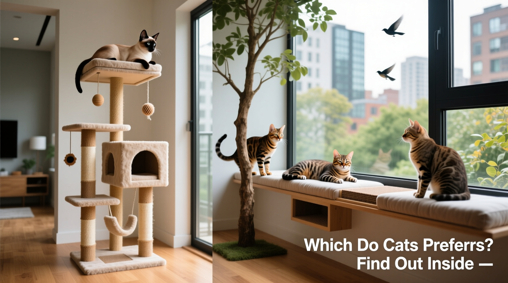 indoor cat trees vs window perches which do cats prefer
