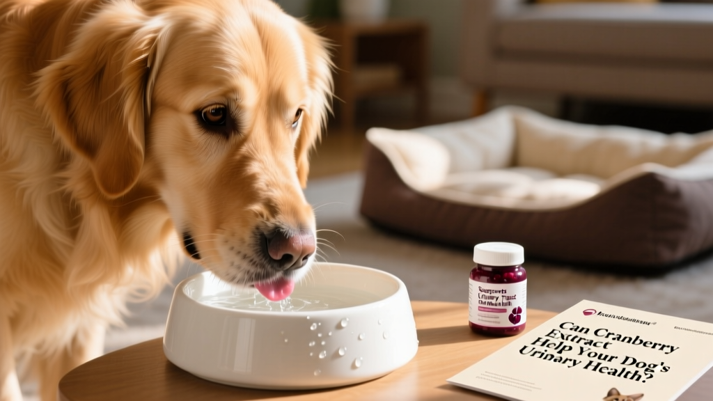 A close-up of a dog drinking water from a clean ceramic bowl, highlighting hydration as key to urinary health