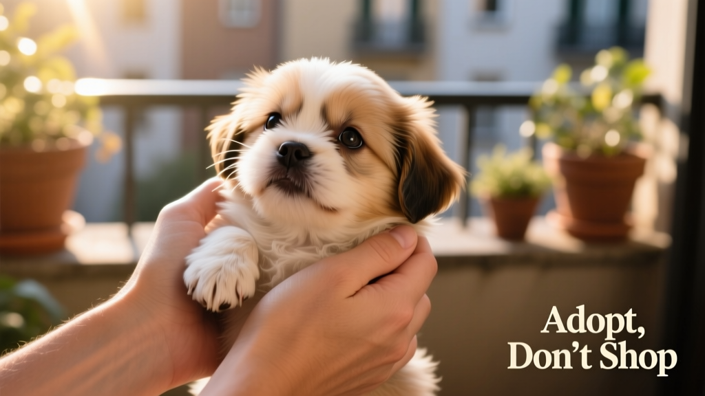Two hands gently holding a Shih Tzu puppy, symbolizing compassionate transition and care