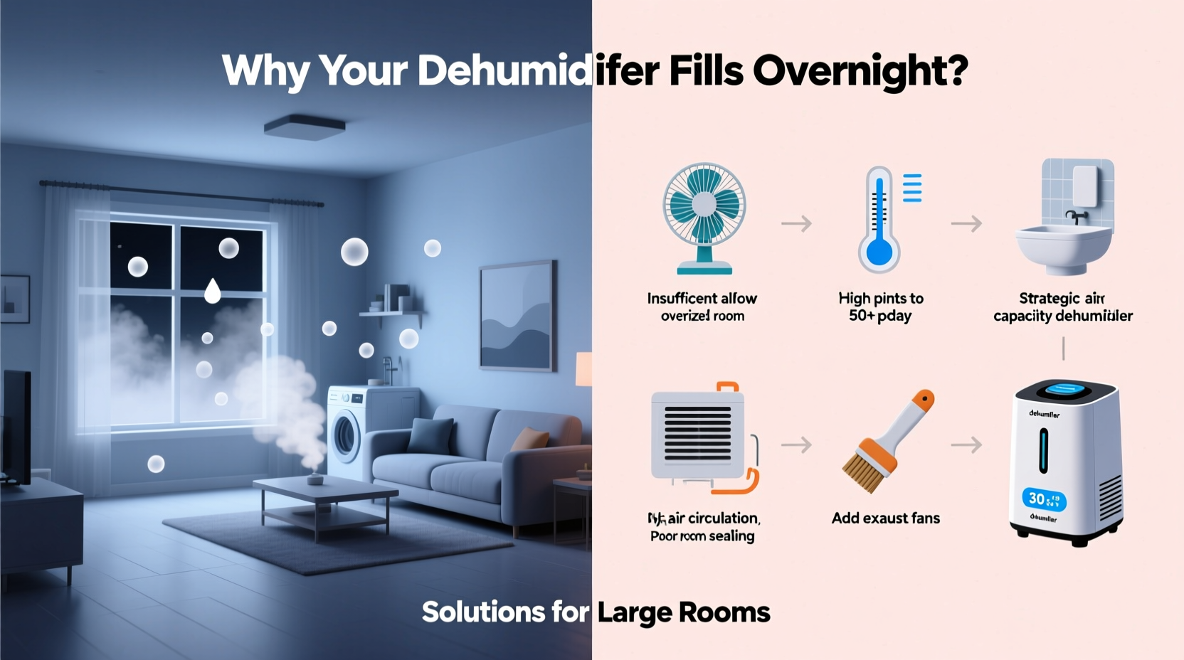 why does my dehumidifier fill up overnight solutions for large rooms