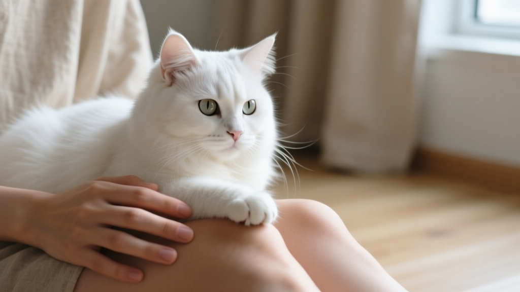 Cat Paw Resting on Your Knee: Calm Observation