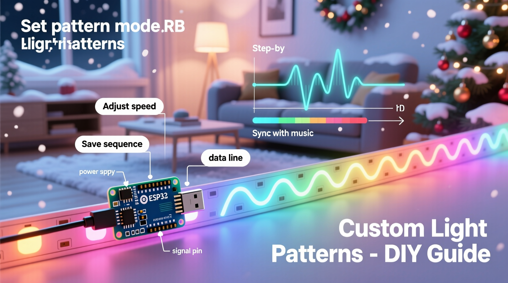 how to program custom light patterns on rgb christmas strips