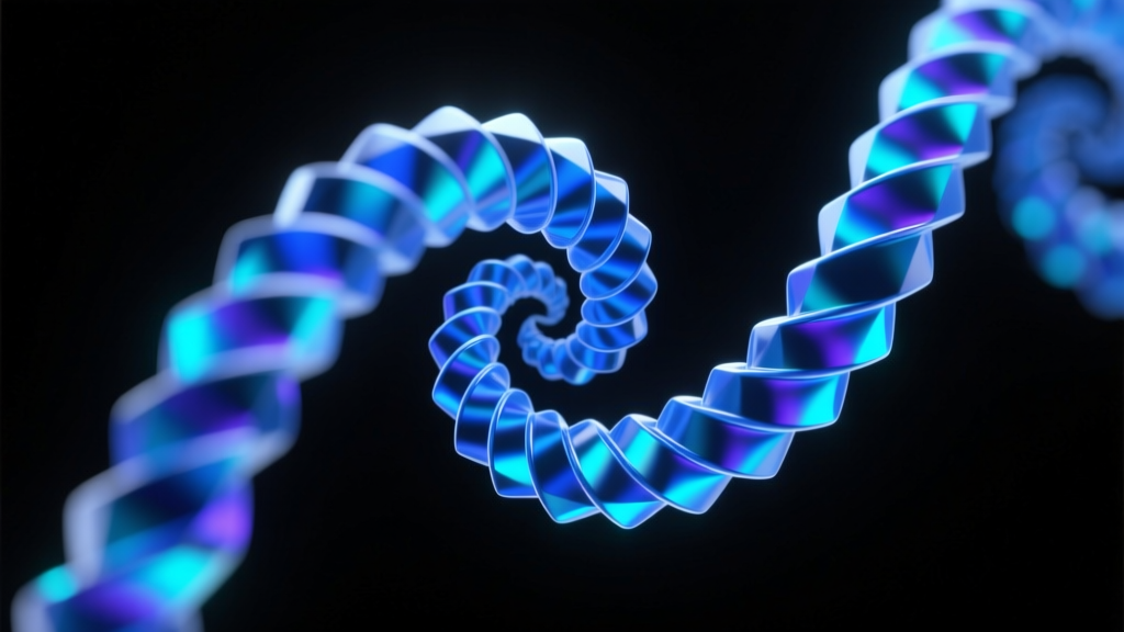 Diagram of cholesteric liquid crystals in a helical structure reflecting blue light waves against a dark minimalist background.
