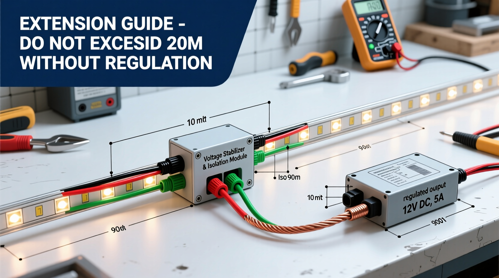 how to extend your existing light strand beyond manufacturer limits without voltage drop or safety risk
