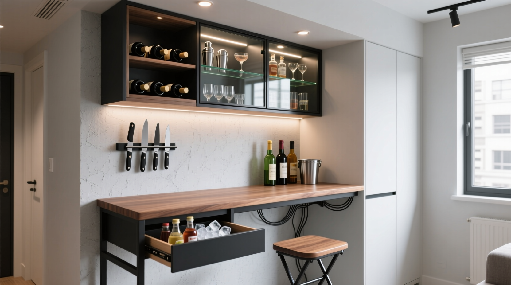 how to build a compact bar setup for small apartment living