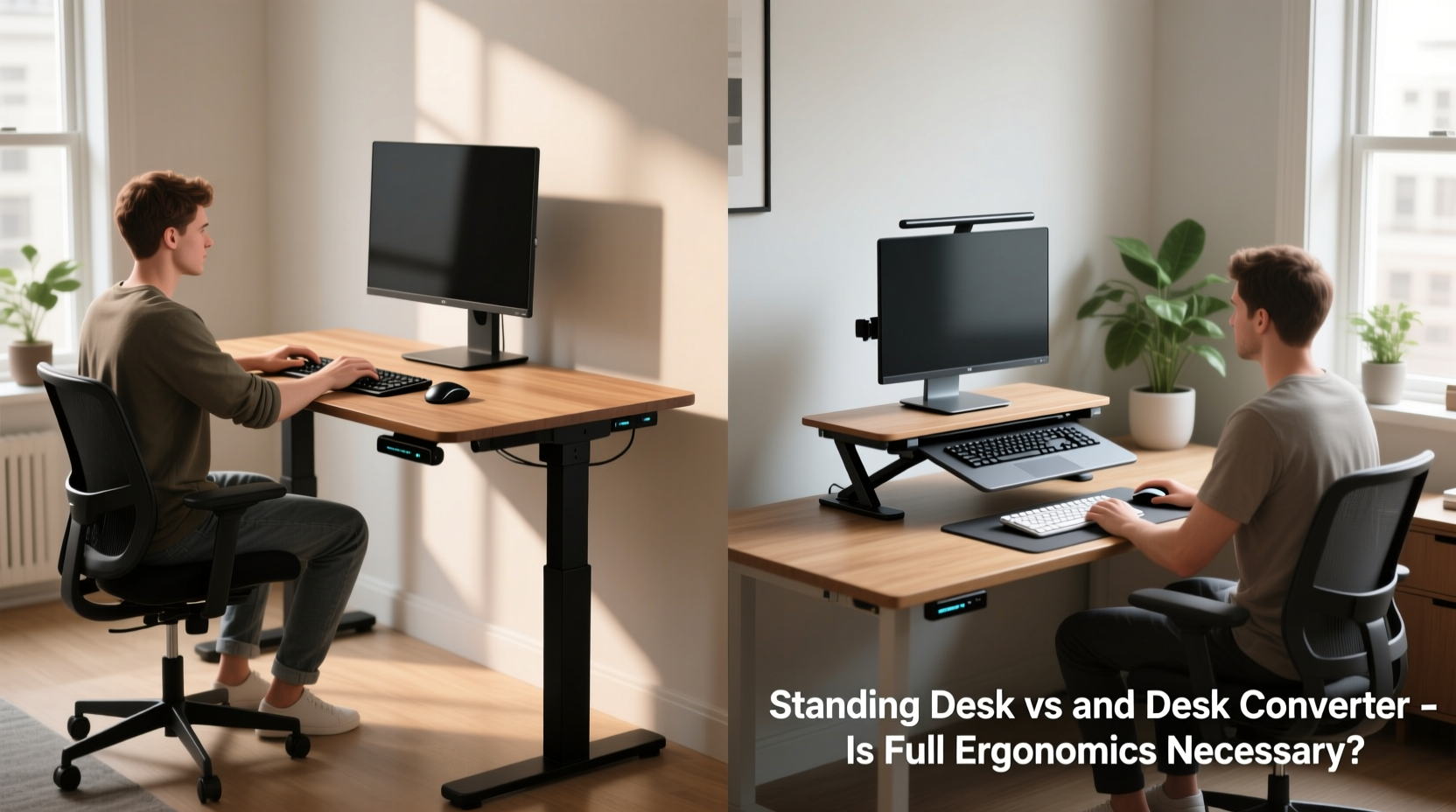 standing desk vs desk converter is the full ergonomic setup necessary