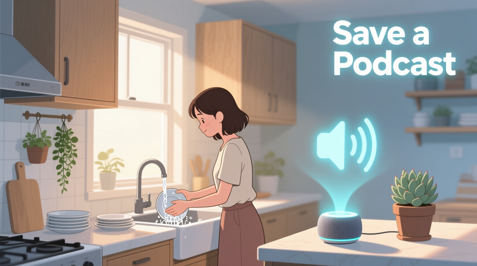 save a podcast for washing dishes