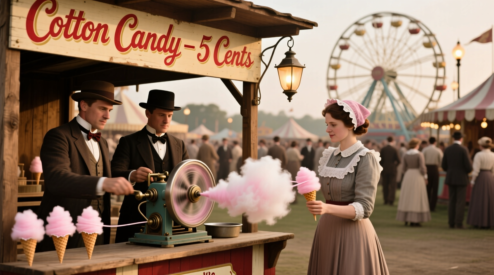Historical photo of 1904 World's Fair cotton candy booth
