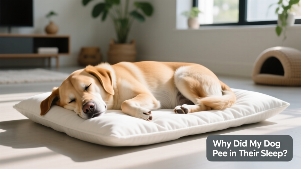 A relaxed, sleeping dog on a clean, waterproof dog bed