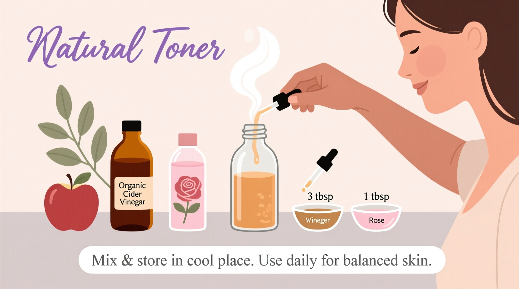 how to make your own natural facial toner using apple cider vinegar and rose water