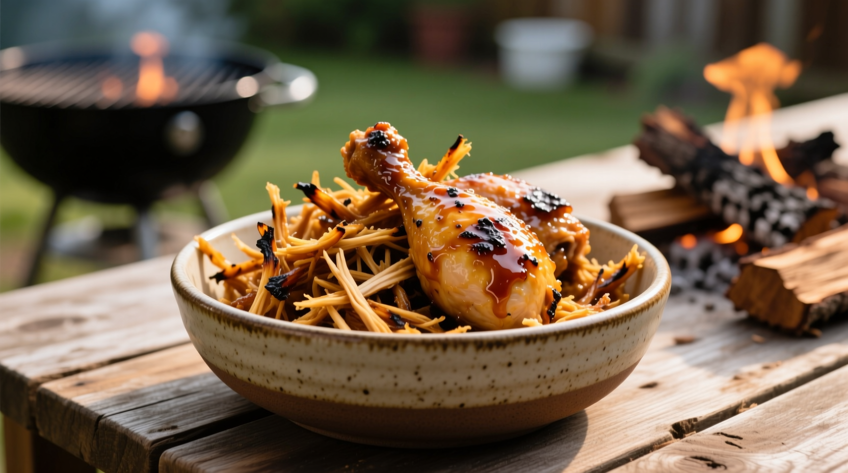 Perfectly shredded pulled chicken in mixing bowl