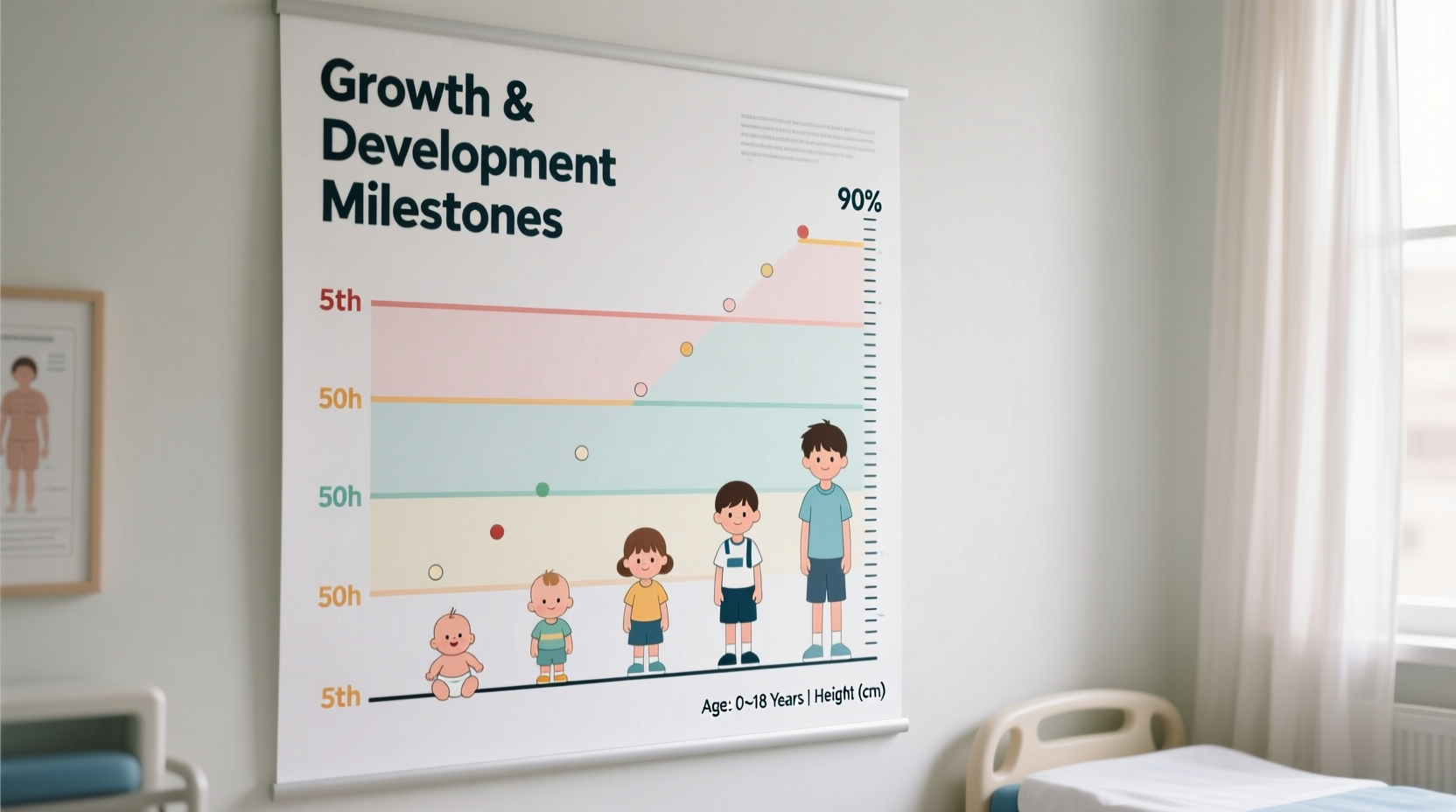 Child growth chart showing height development stages