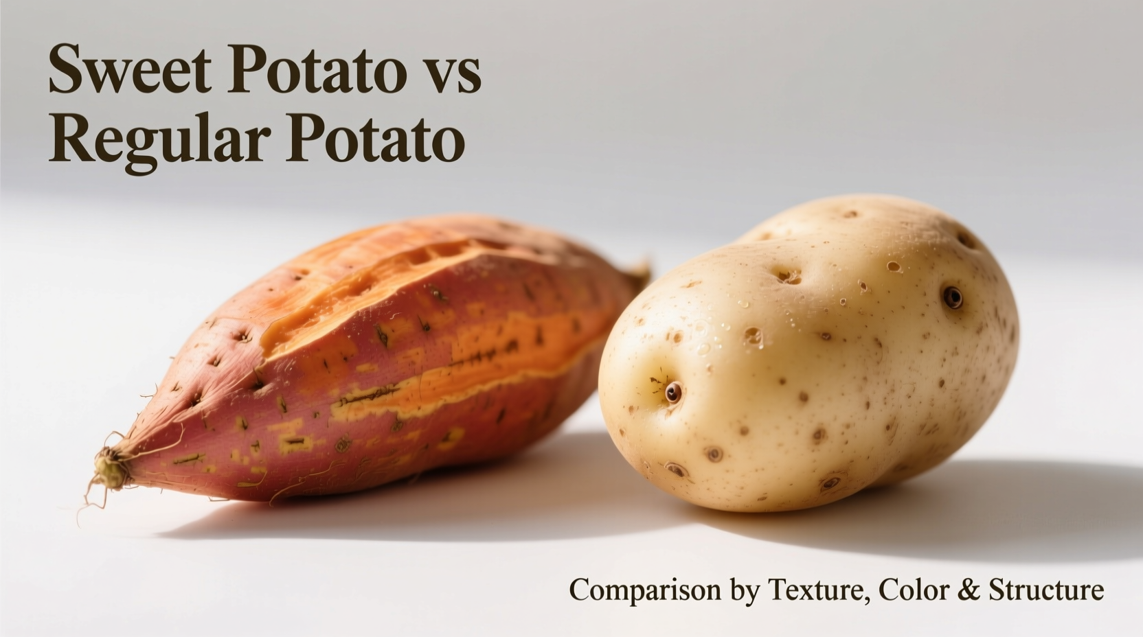 Side-by-side comparison of sweet potato and regular potato varieties