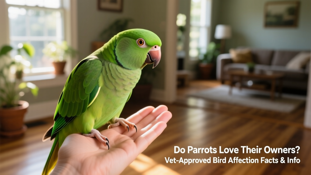 A calm green-cheeked conure perched on an open palm, making soft eye contact while gently stepping onto a finger—demonstrating trust and active engagement