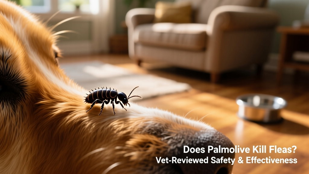 Close-up of a flea on a pet's fur, showing its tiny size and segmented body